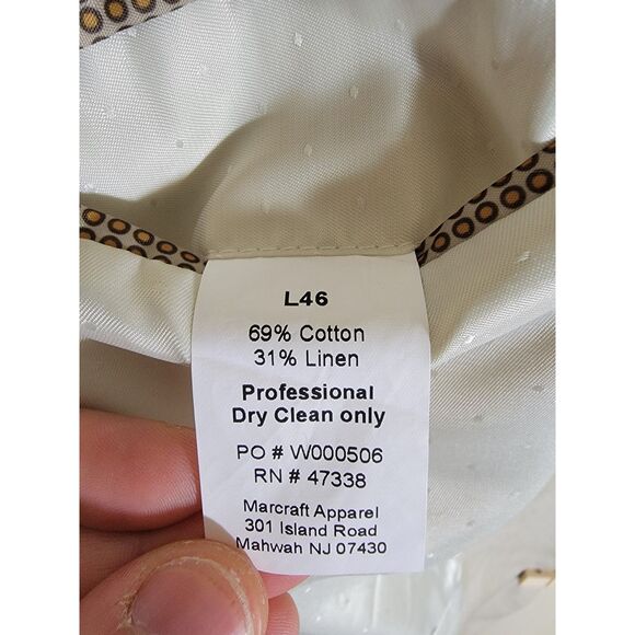 Tommy Hilfiger Linen Blend Beige Sport Coat Suit Jacket Blazer - 46L - Picture 4 of 9